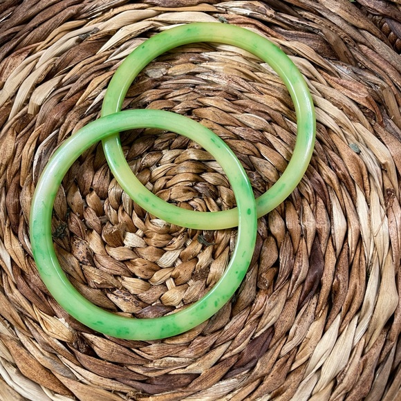 Bakelite Bracelet Set - Green Yellow - Picture 3 of 4